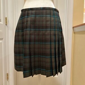 Vintage ‘90s Brown & Blue Plaid Wraparound Mini Skirt from The Limited Size 8